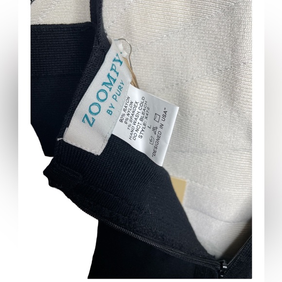 NWT Asymmetrical Bodycon Illusion Minidress - Cream and Black - Picture 4 of 4